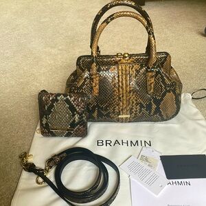 Brahmin mini Layla Coffee Felix and matching Jane wallet
